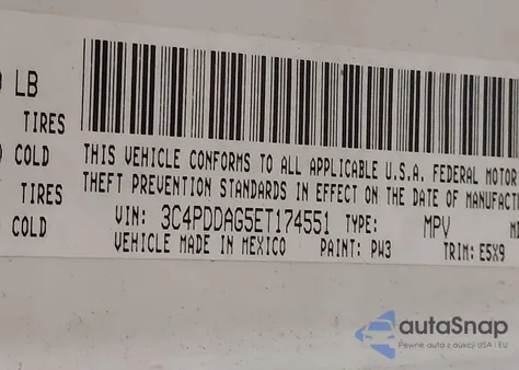 2014 Dodge Journey Se из США, поврежденный, VIN 3C4PDDAG5ET174551